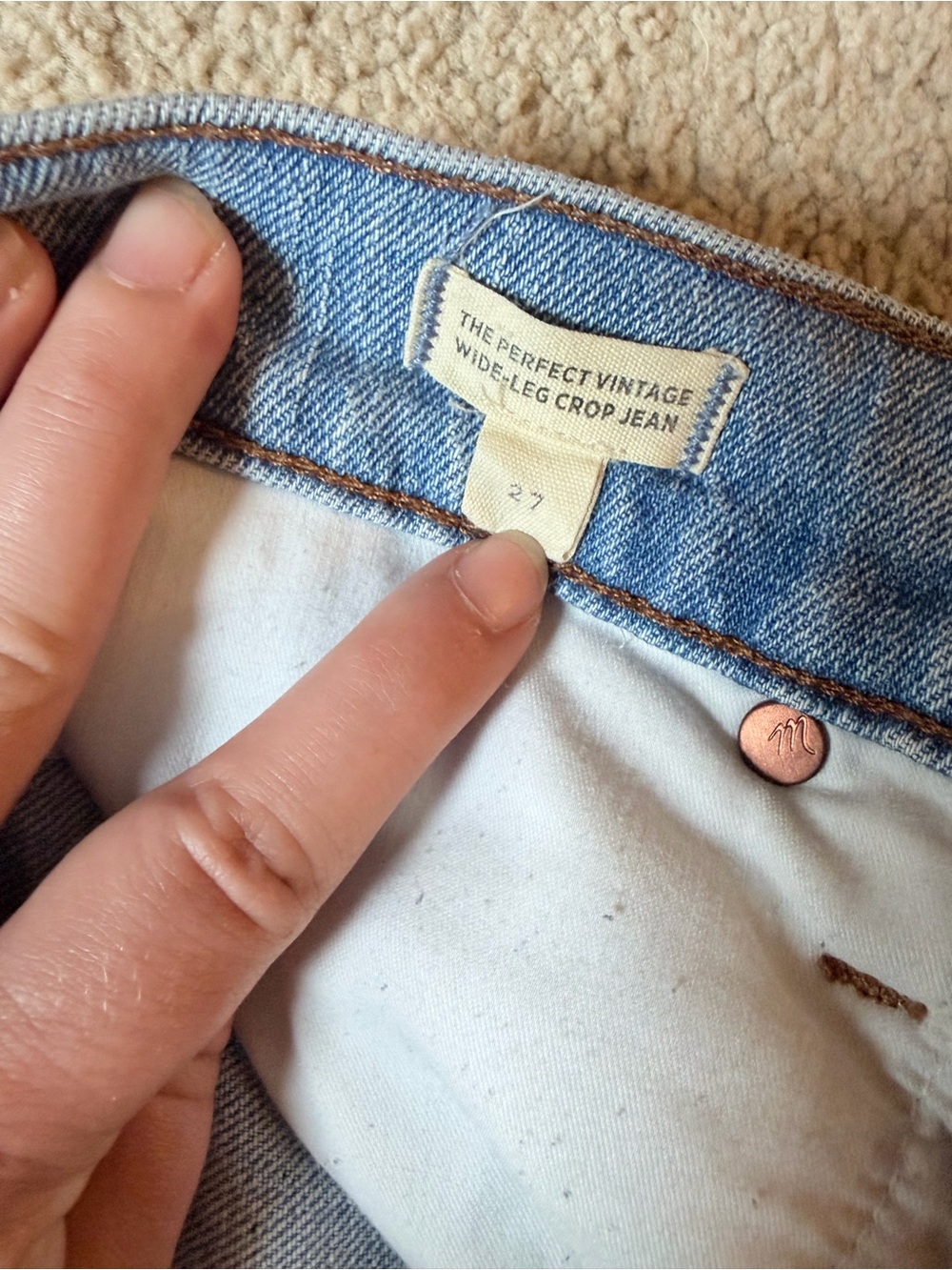 Madewell The Perfect Vintage Wide Leg Crop Jean - Light Blue Denim - Picture 6 of 6